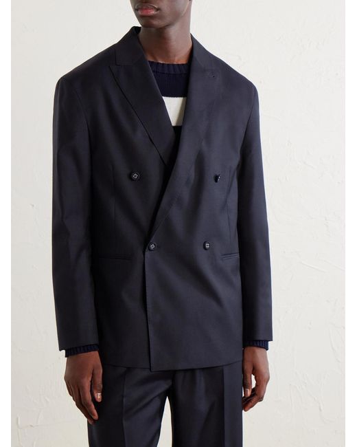Officine Generale Blue Merrick Wool, Cashmere And Silk-Blend Suit Jacket for men