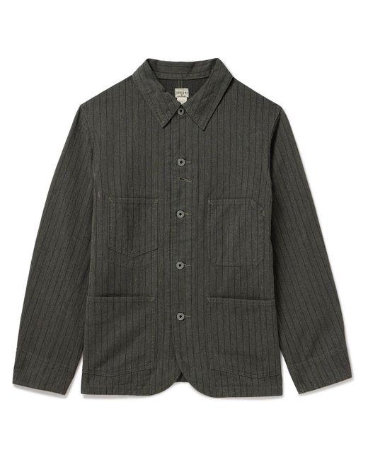 RRL Gray Tanner Striped Cotton Shirt Jacket for men