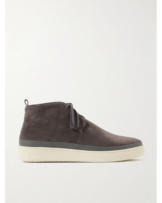 Mulo Brown Leather-Trimmed Waxed-Suede Chukka Boots for men