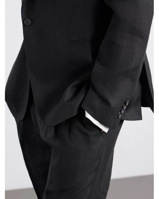 Mr P. Black Slim-Fit Linen Tuxedo Jacket for men