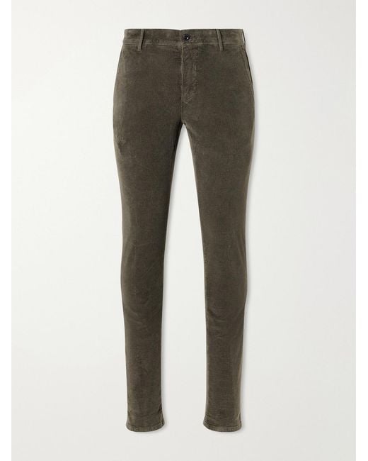 Slowear Gray Straight-Leg Cotton-Blend Corduroy Trousers for men