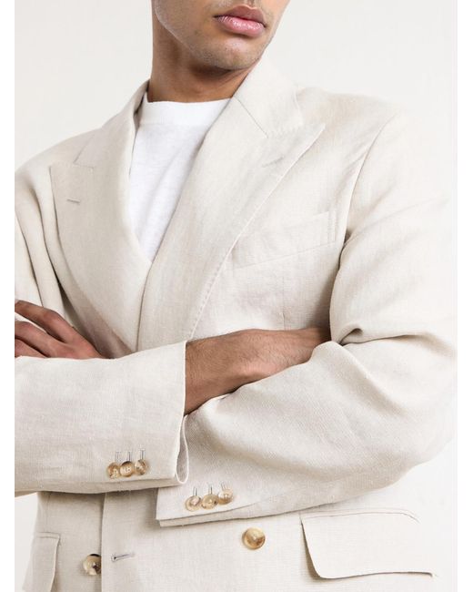 Kaptain Sunshine White Double-breasted Linen And Silk-blend Jacket for men