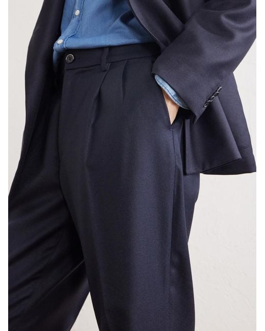 Barena Blue Straight-leg Wool-flannel Suit Trousers for men