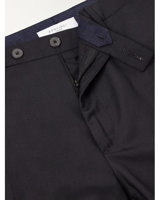Boglioli Blue Straight-Leg Wool Suit Trousers for men