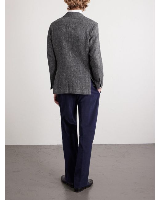 J. Mueser Black Waverly Herringbone Wool Blazer for men