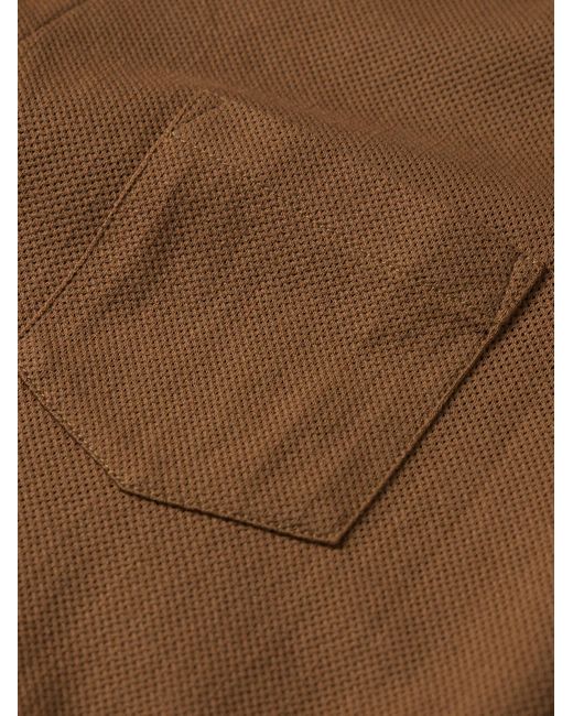 Sunspel Brown Riviera Slim-fit Cotton-mesh Polo Shirt for men