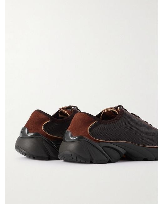 Our Legacy Brown Klove Leather And Suede-Trimmed Canvas Sneakers for men
