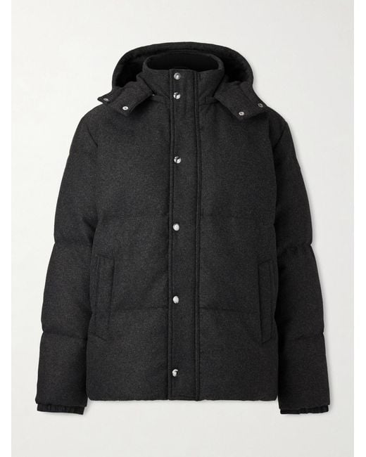 Mr P. Black Quilted Flannel Down Jacket for men