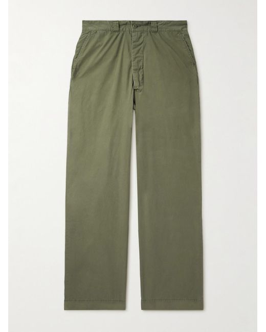 Remi Relief Green Straight-Leg Cotton-Canvas Trousers for men