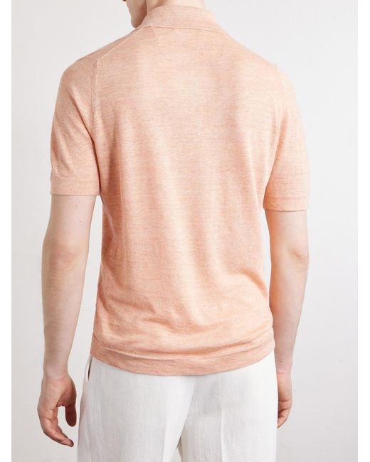 Brunello Cucinelli Natural Linen And Cotton-Blend Polo Shirt for men