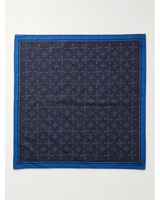 Blue Blue Japan Blue Kobolevi Printed Indigo-dyed Cotton Bandana for men