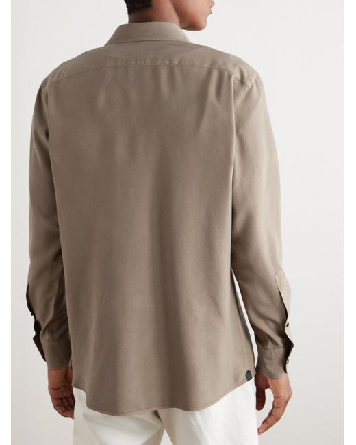Zegna Natural Garment-dyed Silk Shirt for men