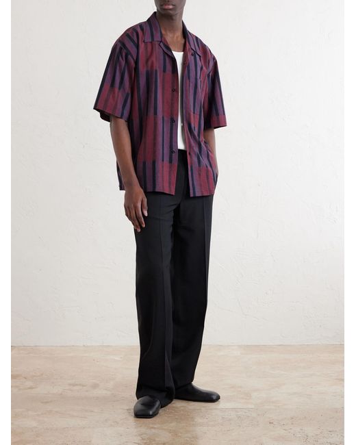 Kardo Purple Rohit Convertible-Collar Striped Cotton Shirt for men