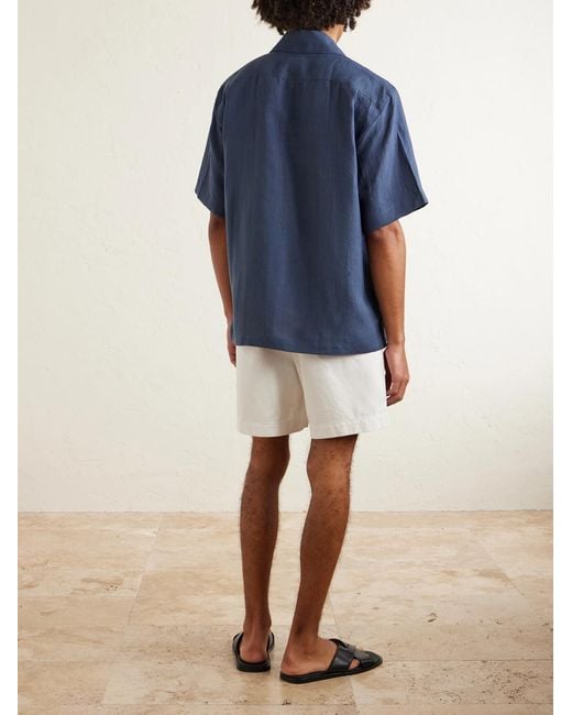Eleventy Blue Camp-Collar Linen Shirt for men