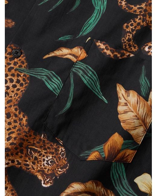 Desmond & Dempsey Black Soleia Camp-collar Printed Cotton-poplin Pyjama Set for men