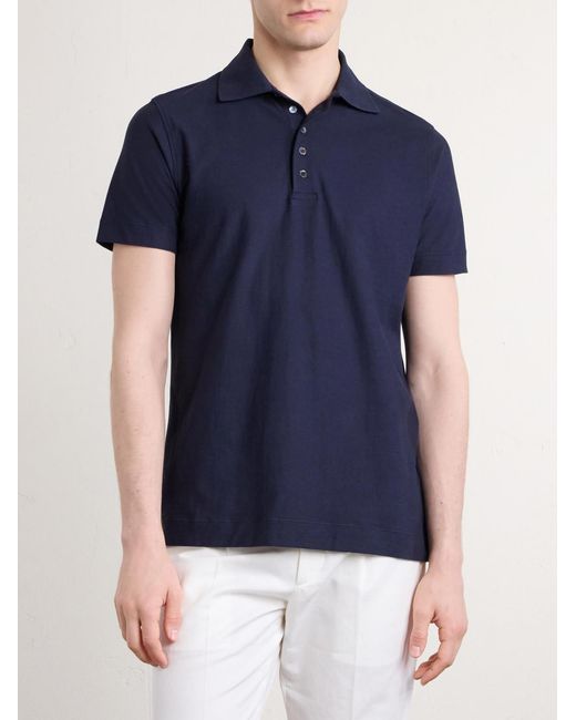 Paul Smith Blue Striped Cotton-Jersey Polo Shirt for men
