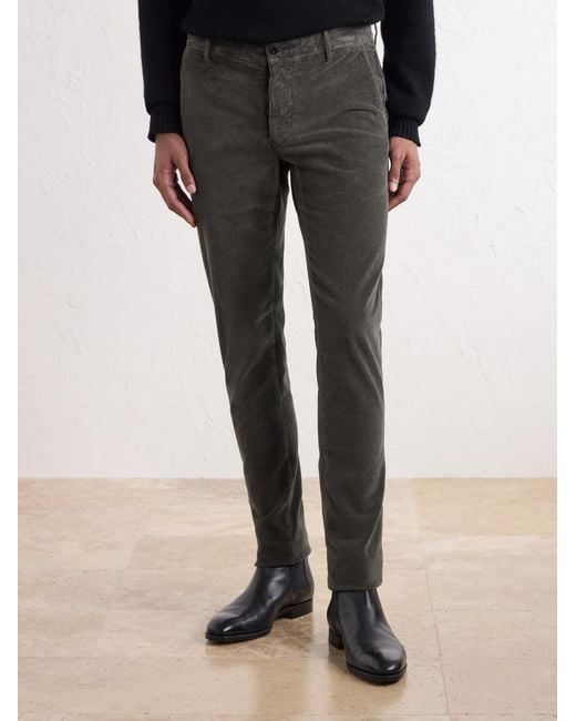 Slowear Gray Straight-Leg Cotton-Blend Corduroy Trousers for men