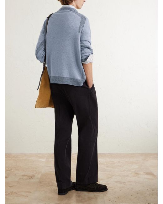 Ribbed Wool Sweater di Paul Smith in Blue da Uomo