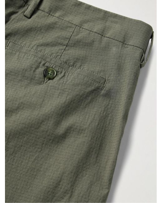 NN07 Green Bill 1449 Slim-fit Pleated Organic Cotton-blend Ripstop Trousers for men