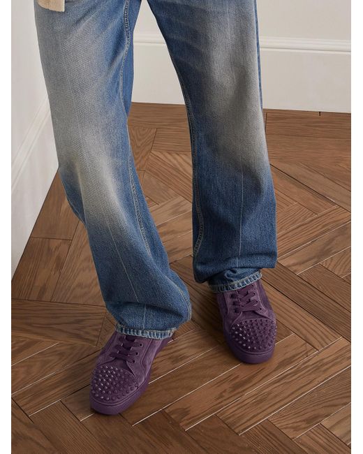 Christian Louboutin Purple Louis Junior Spikes Cap-Toe Suede Sneakers for men