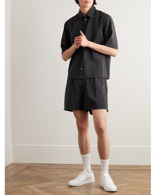 SSAM Black Straight-Leg Silk-Blend Shorts for men