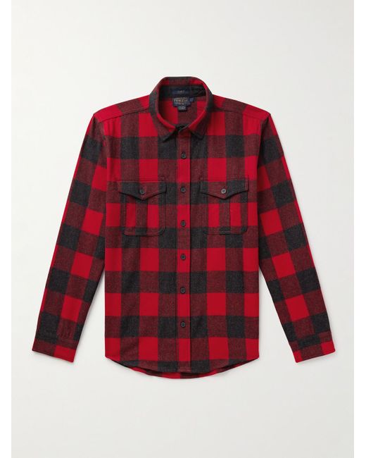 Pendleton Red Scout Checked Virgin Wool Shirt for men