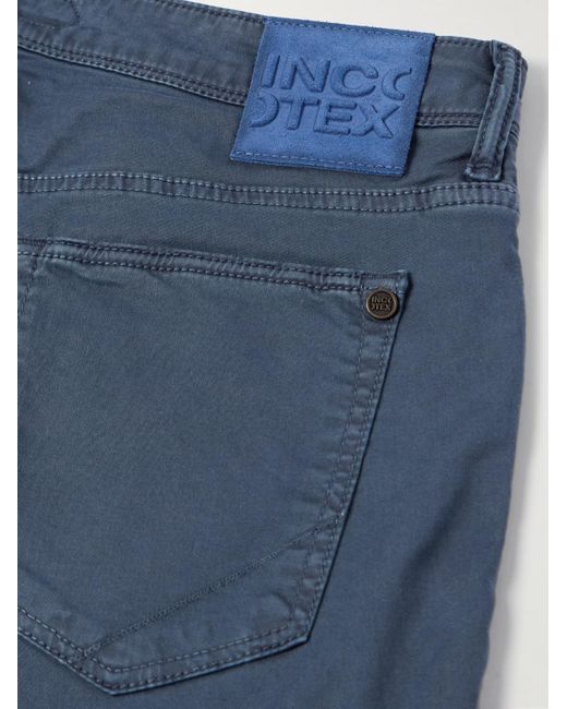 Incotex Schmal geschnittene Hose aus einer Baumwollmischung in Blue für Herren
