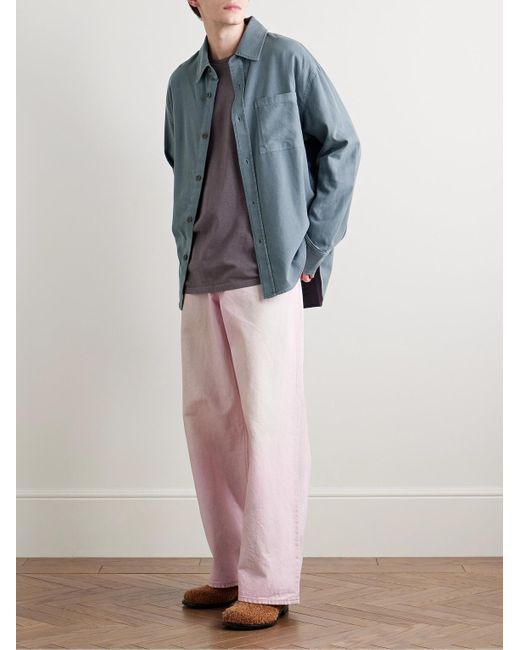 The Elder Statesman Blue Early Dawn Stonewashed Cotton And Silk-Blend Twill Overshirt for men