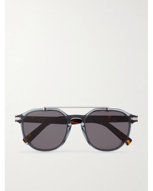 Dior Gray Diorblacksuit Ri Round-Frame Acetate And-Tone Sunglasses for men