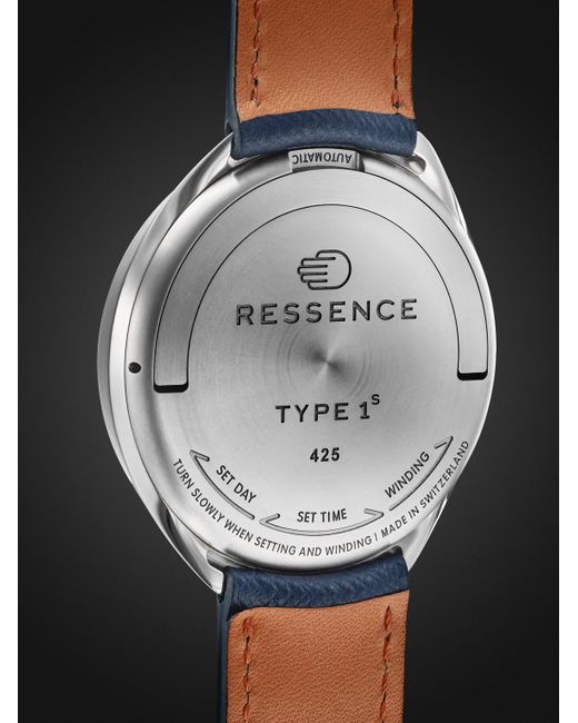 Ressence Black Type 1 Automatic 42mm Titanium And Leather Watch for men