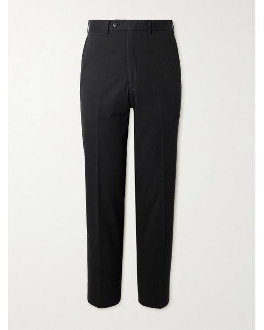 Saman Amel Black Straight-Leg Cotton-Blend Trousers for men