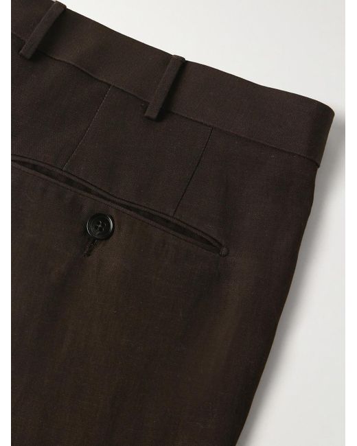 Zegna Brown Trofeo Slim-fit Wool And Linen-blend Suit Trousers for men