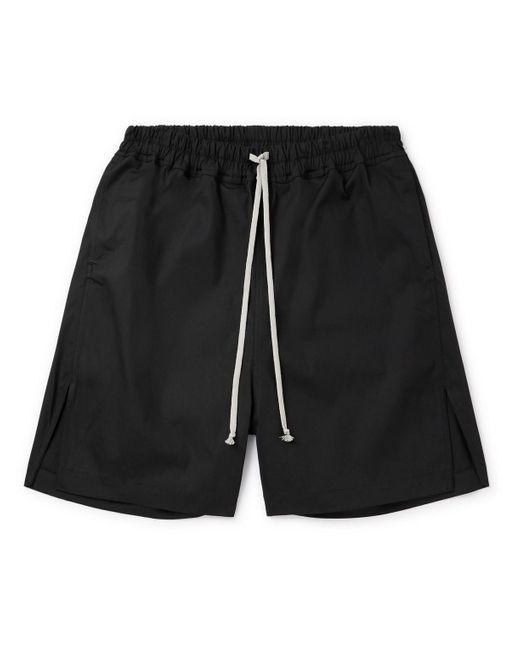 Rick Owens Black Straight-leg Stretch-cotton Poplin Drawstring Shorts for men
