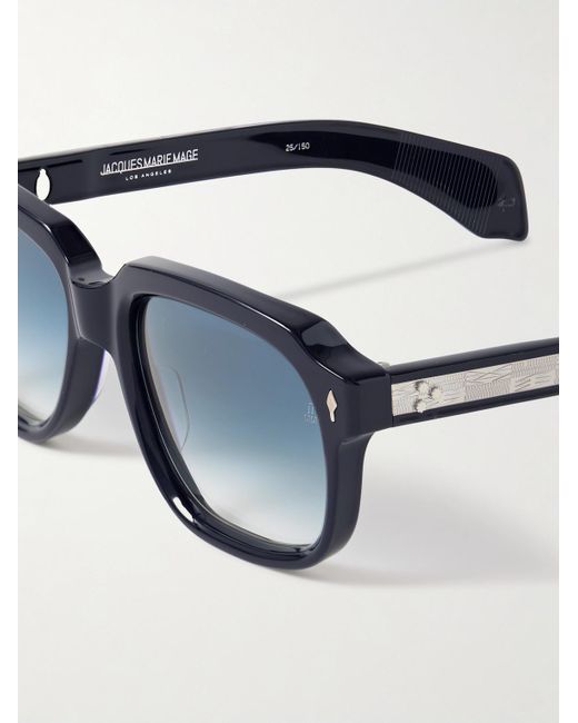 Jacques Marie Mage Black Union D-frame Acetate And Silver-tone Sunglasses for men