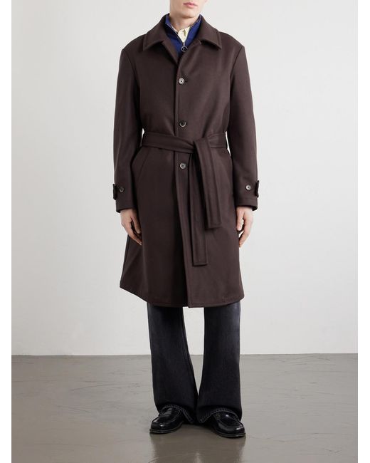 Barena Purple Belted Wool-Blend Coat for men