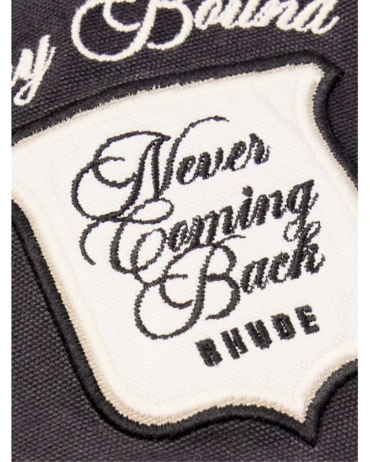 Rhude Blue Embroidered Canvas Varsity Jacket for men