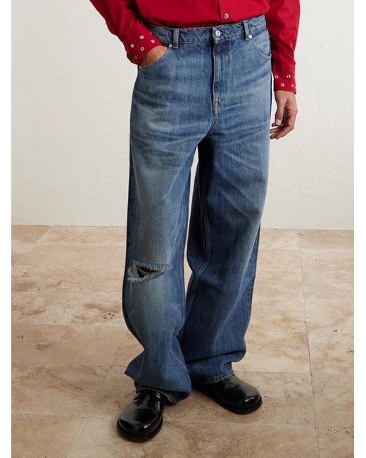 Jeans A Gamba Larga Effetto Consumato di Our Legacy in Blue da Uomo