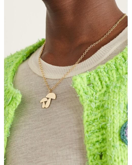 Sydney Evan Black Mushroom Large Gold Pendant Necklace for men