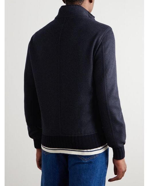 Thom Sweeney Blue Cashmere-Blend Felt Bomber Jacket for men