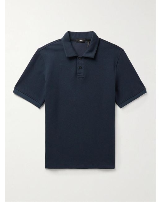 Theory Blue Jocelin Cotton-blend Piqué Polo Shirt for men