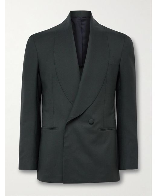 De Petrillo Black Positano Slim-Fit Shawl-Collar Double-Breasted Virgin Wool Tuxedo Jacket for men