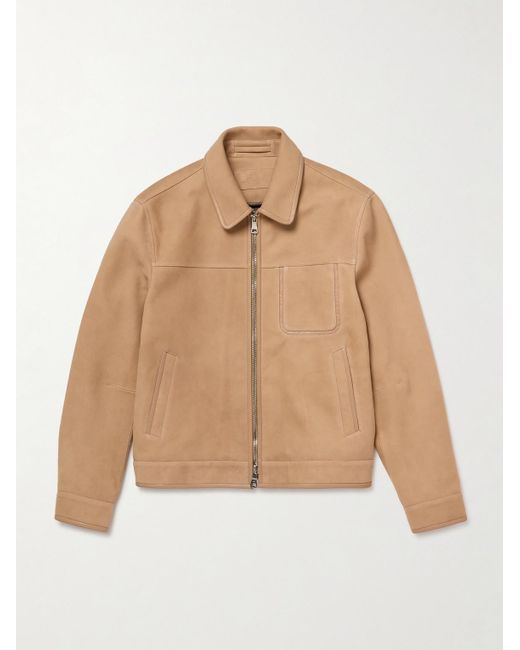 Mr P. Natural Panelled Leather-Trimmed Suede Jacket for men