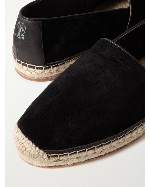 Brunello Cucinelli Black Leather-trimmed Suede Espadrilles for men