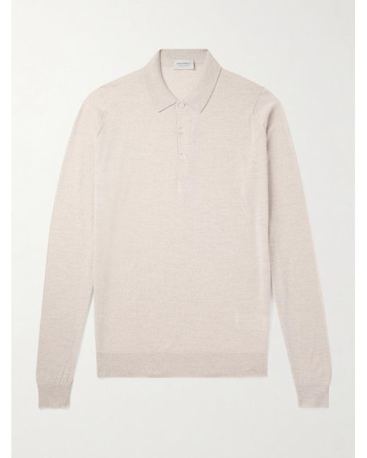 John Smedley White Belper Slim-Fit Merino Wool Polo Shirt for men