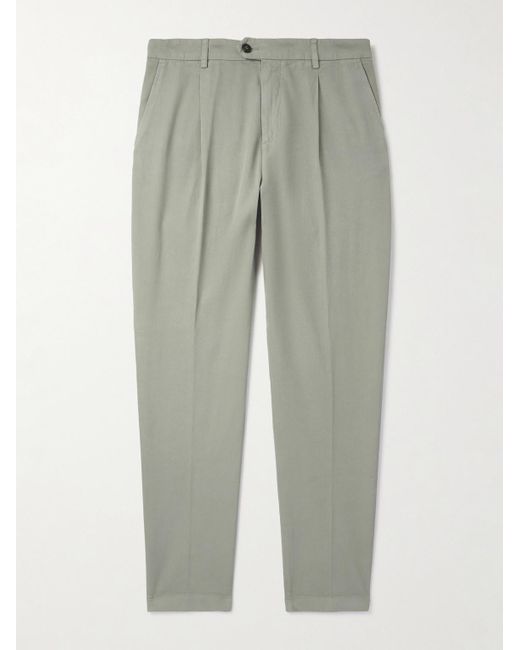 Eleventy Schmal zulaufende Hose aus Twill aus einer Stretch-Baumwoll-Lyocell-Mischung mit Falten in Gray für Herren