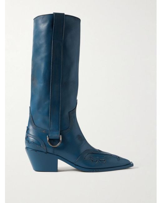 Enfants Riches Deprimes Blue Distressed Leather Cowboy Boots for men