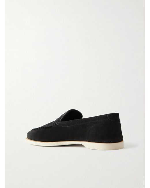 John Lobb Black Pace Suede Loafers for men