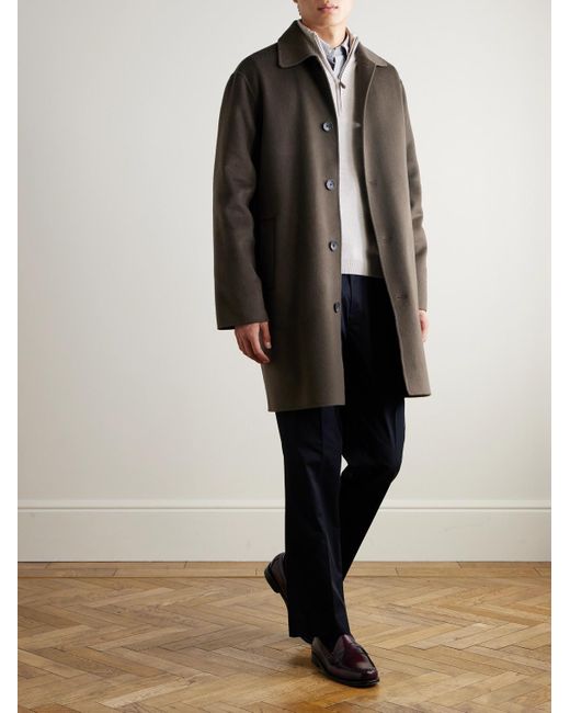 N.Peal Cashmere White Cashmere Tucci Leather-Trimmed Half-Zip Sweater for men