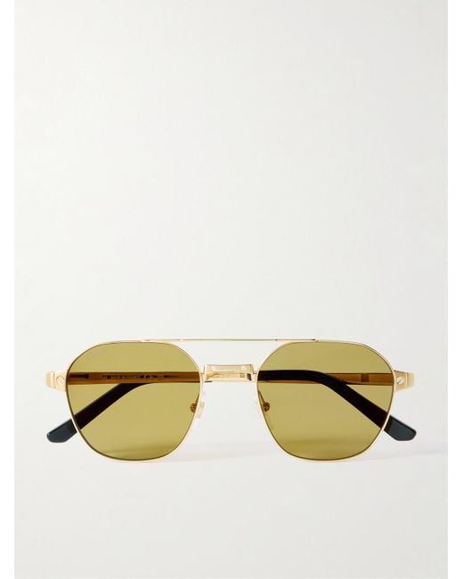Cartier Metallic Santos De Cartier Aviator-Style-Tone Sunglasses for men