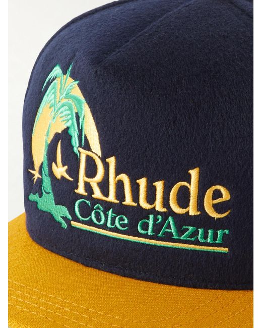 Rhude Blue Logo-embroidered Wool-blend Felt Cap for men